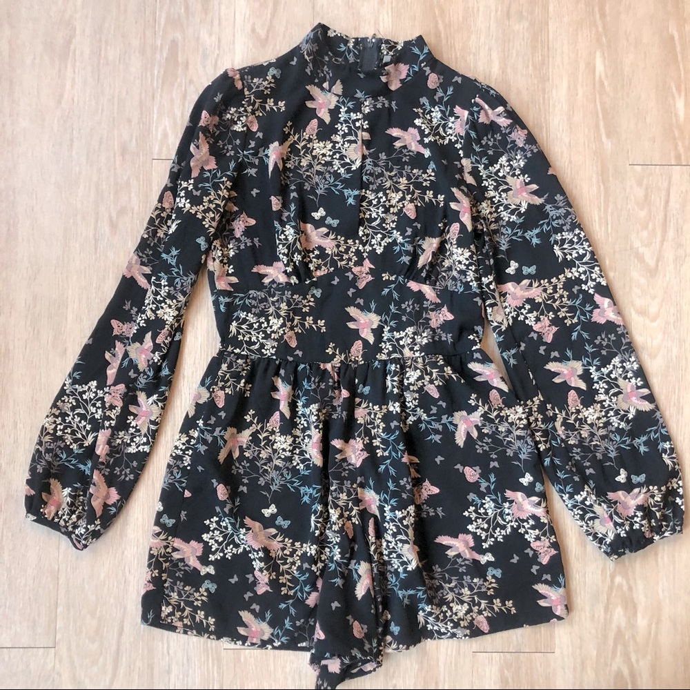 Beautiful Floral and Bird Pattern Romper